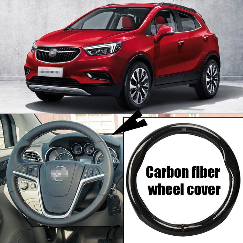 For Buick Encore Car Carbon Fiber Leather Steering Wheel Cover Sport Racing