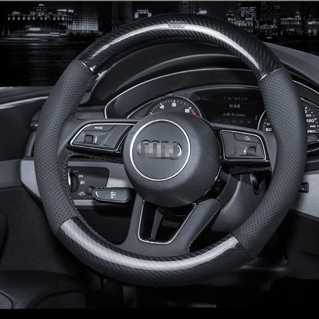 Universal For Audi Q3 Q5 Q7 A1 A3 Carbon Fiber Steering Wheel Cover Size M 38cm