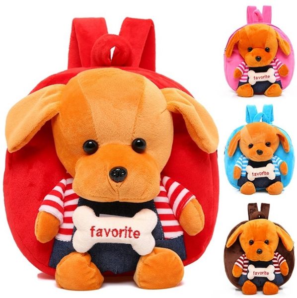 School Bags Dog Pattern Kids Backpacks Plush Animal Baby Girls School Bags Toddler Boys Shoulders Bag Girls Travel Backpack 4 Designs DW2718