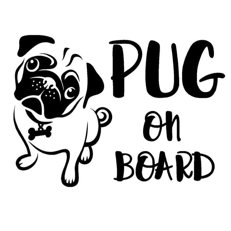 Pug On Board For Auto Car Window Vinyl Decal Sticker Decals Decor Cute And Interesting Fashion Sticker Decals