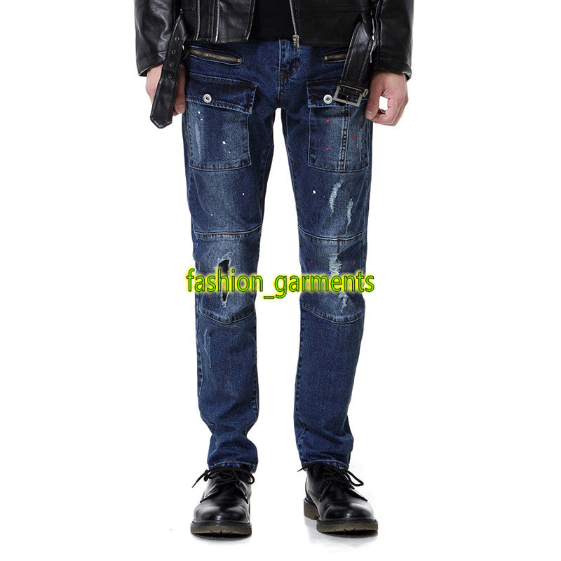 New Spring Summer Mens Hole Jeans Mens stylist Trousers Fashion Motorcycle Jeans Multi-pocket Hole Men Jeans