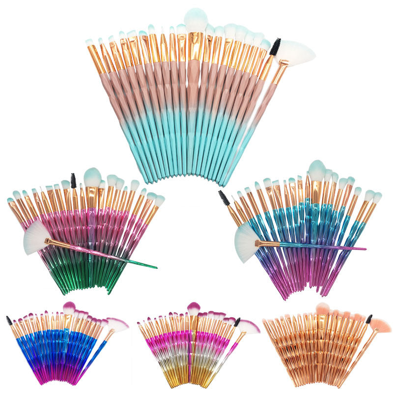 Hot sale makeup brushes set 20pcs brush tools diamond handle soft nylon brush head 7 colors available drop shipping cosmetics accessories