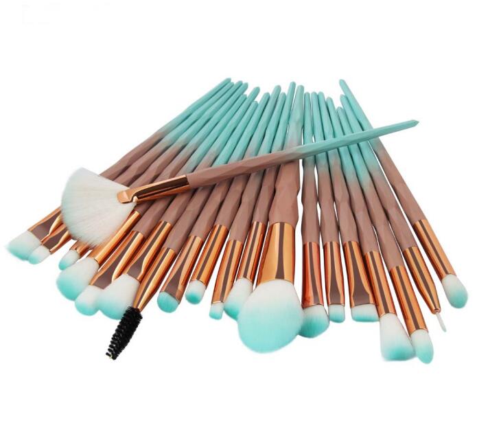 Pro Eye shadow makeup brushes set 20pcs brush tools & accessories plastic diamond handle soft nylon brush head 7 colors available DHL Free