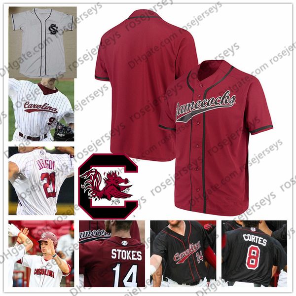 Custom South Carolina 2019 College Baseball Any Name Number White Red Black #7 Jacob Olson 14 Luke Berryhill Men Youth Kid Jersey 4XL