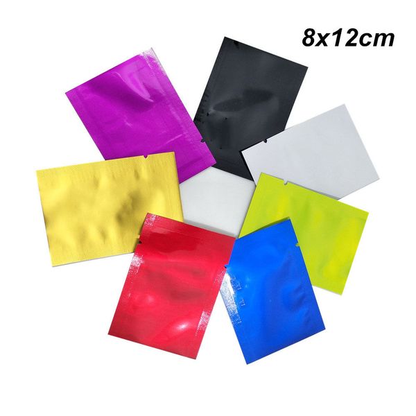 100Pcs 8x12cm Multi Colors Open Top Pure Aluminum Foil Packaging Bag Vacuum Heat Seal Snack Candy Storage Mylar Bags Flat Food Retails Pouch