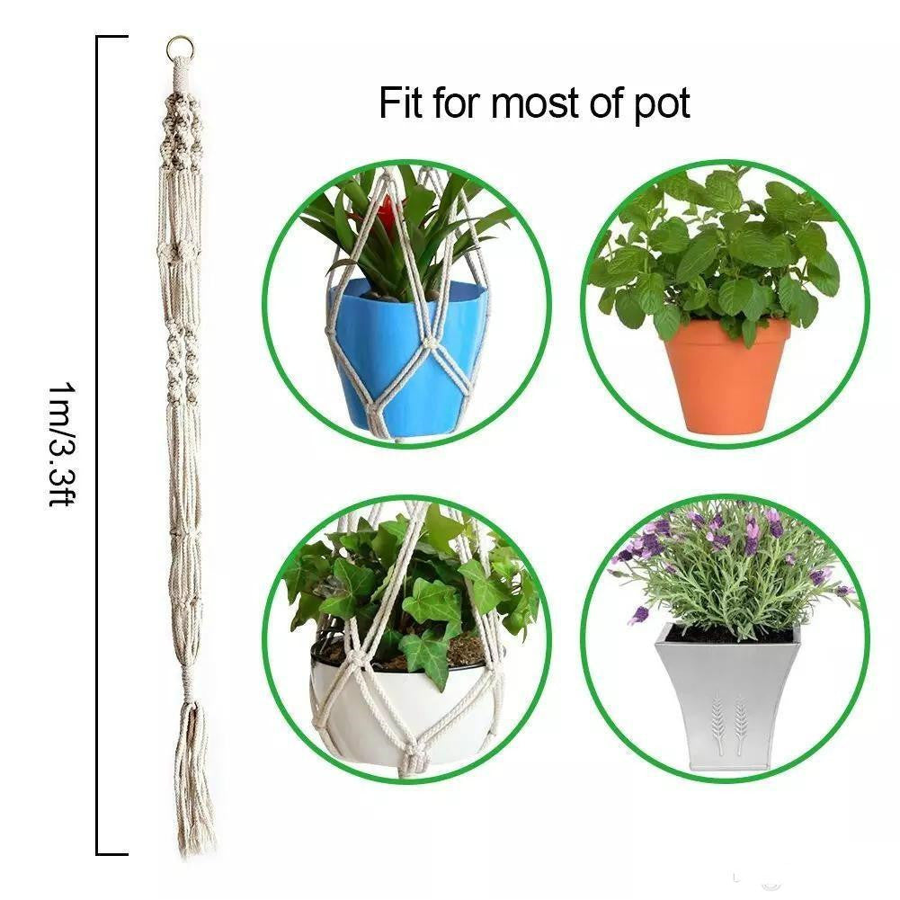 Plant Hanger Hook Flower Pot Handmade Knitting Natural Fine Cordage Planter Holder Basket Home Garden Balcony Decoration
