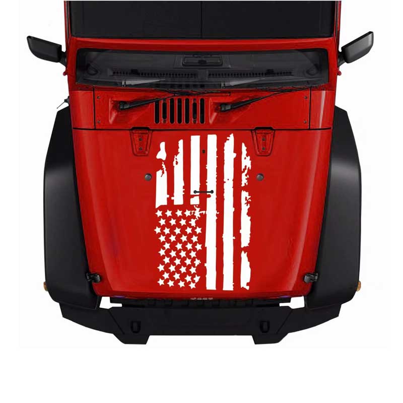 1PC Cracked Flag Totem Cover Car Sticker Burst Flag Hood Autos Pull Flower Decals