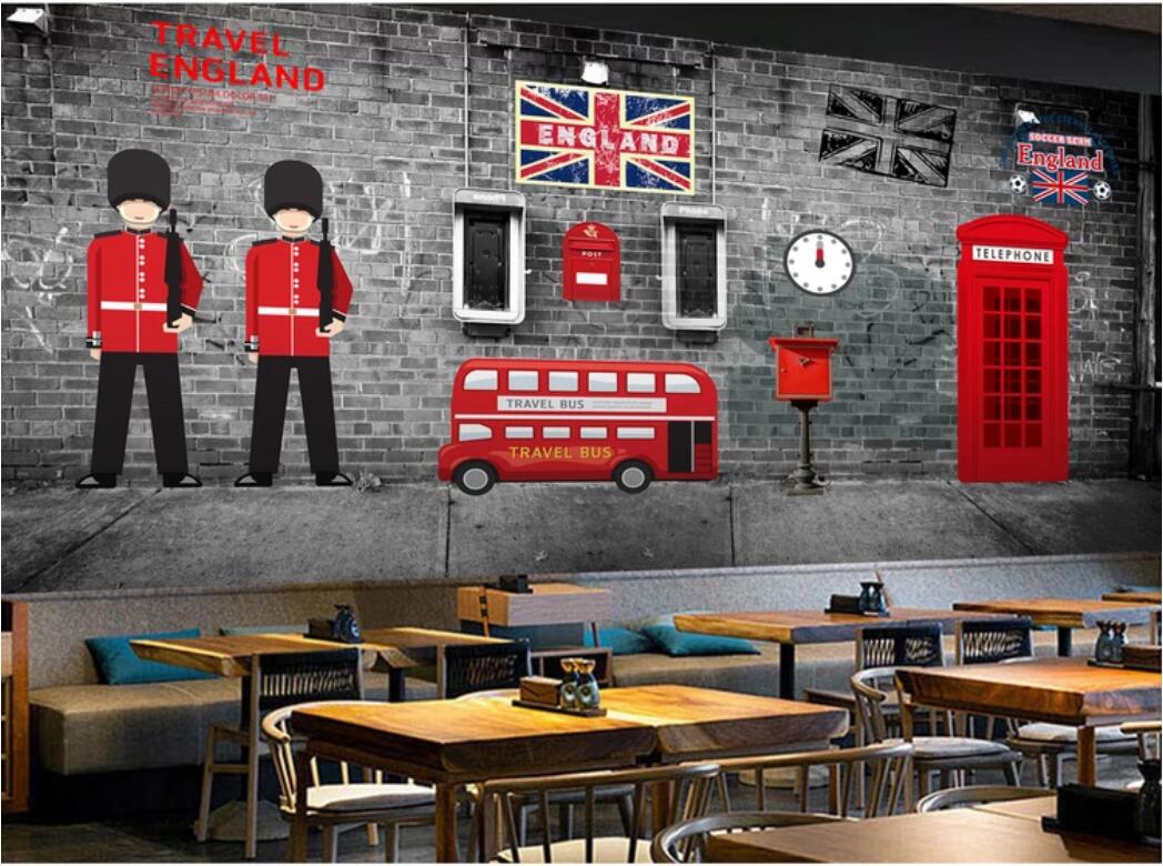 3d room wallpaper custom photo mural HD large retro British wind phone booth background wall paper wallpaper for walls 3 d