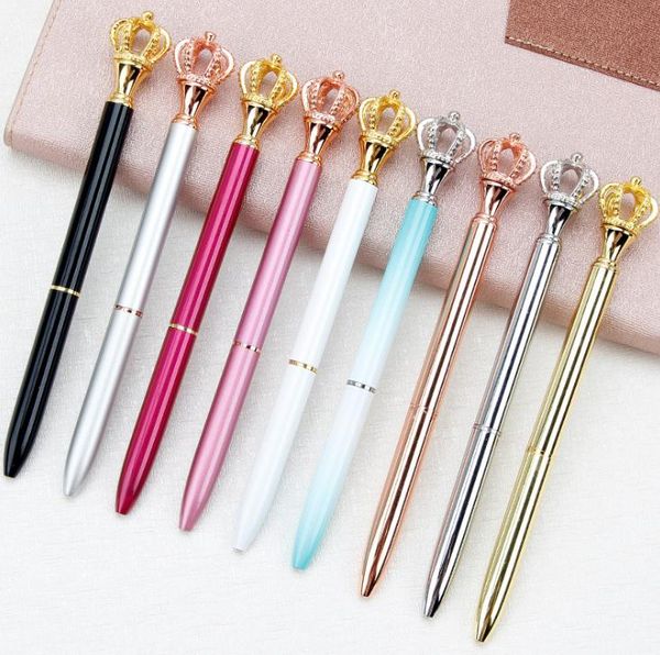 2019 New Design Top Fashion Crystal Glass Crown Ballpoint Pen Luxury High Grade Pen School Office Supplies Creative Chrismas Gifts SN2024