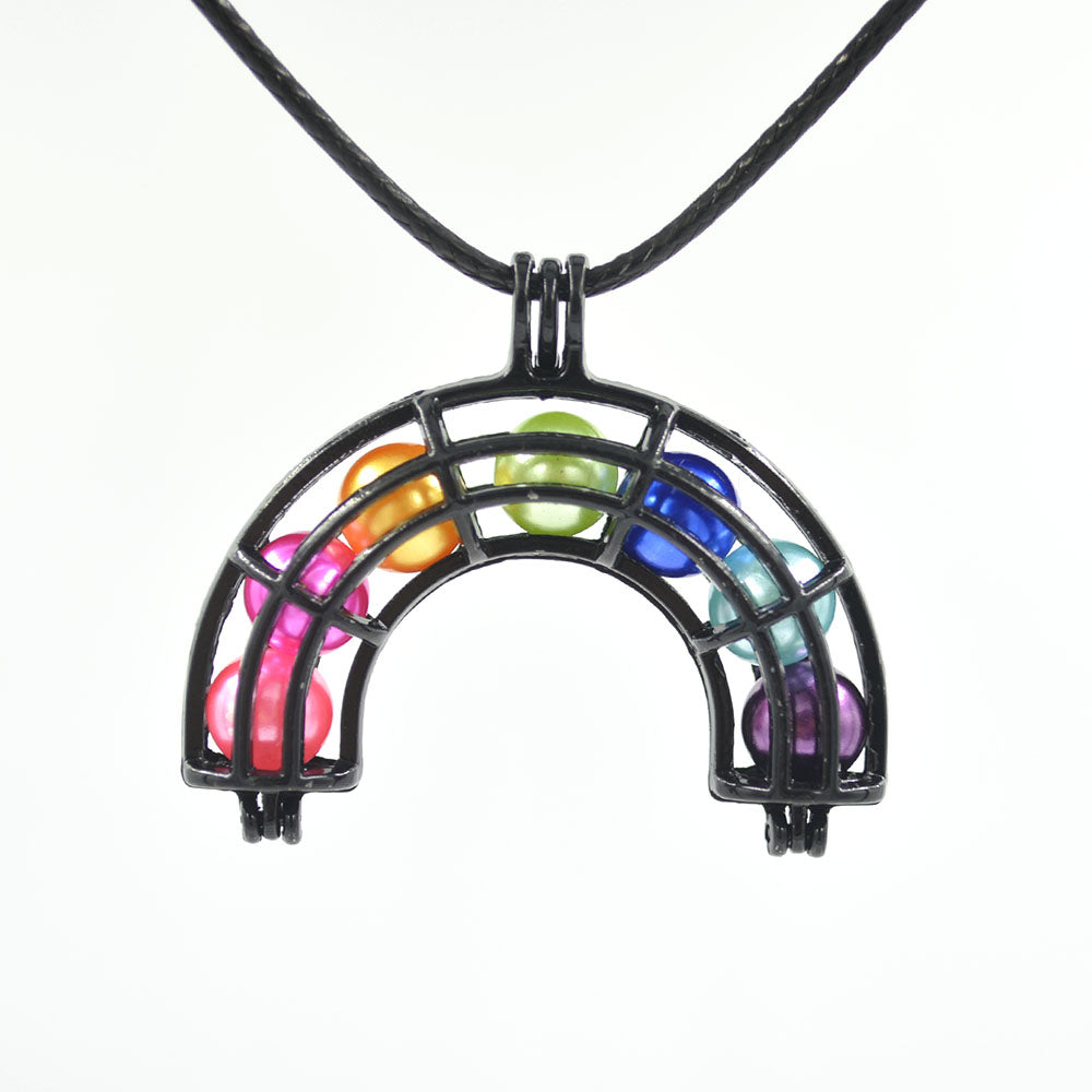 Black Rainbow Pearl Cage Beads Locket Pendant Jewelry Making--For Oyster Pearls, Essential Oil Diffuser, Fun Gifts