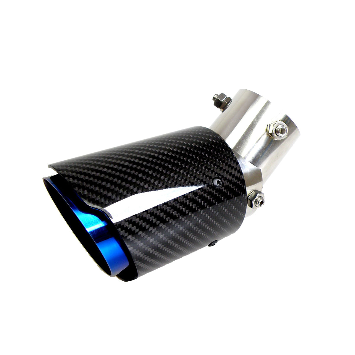 Car Universal No Logo Angle Adjustable Carbon Fibre Exhaust Tip Straight Edge Burnt Blue Carbon Fiber Muffler Tip for Toyota Etc