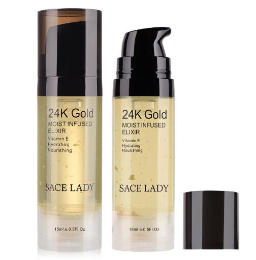 SACE LADY 24K Gold Elixir Oil for Face Makeup Primer 15ml Professional Moisturizing Make Up Base Foundation Primer Pore Cosmetic