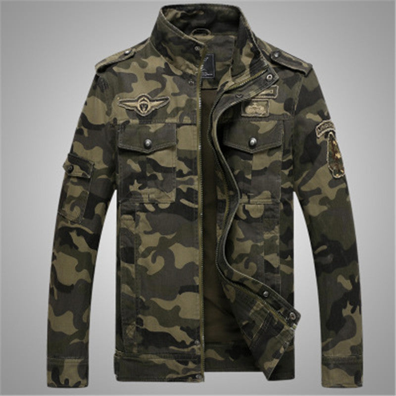 Russia US Men Camouflage Print Jackets Autumn Winter Military Brave Army Stand Neck Youth Casual Outerwear Zipper Pockets