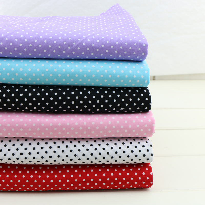 Thin Summer Baby Candy Color 100% Cotton Polka Dot Plain Fabric Wide 150cm