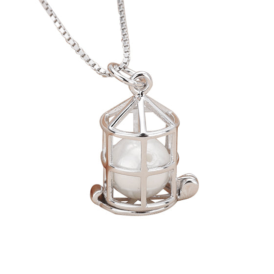 Wholesale sterling silver pearl cage pendant manufacturer wholesale S925 silver DIY accessories original design silver jewelry free shipping