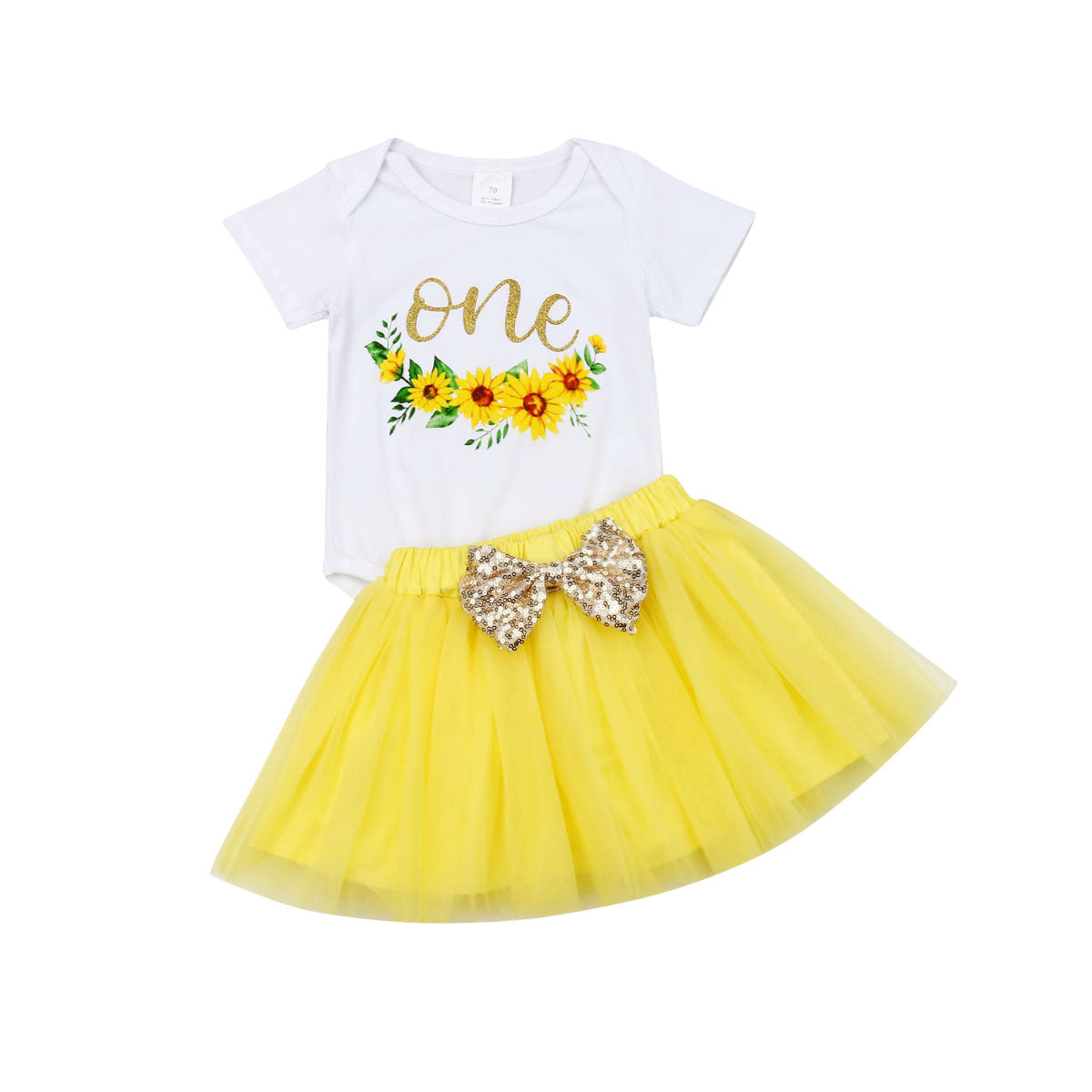 Kid Outfit 0-2T Baby Girl Clothes Set Newborn One Year Birthday Party Infant Clothing Suit Bodysuit+Tulle Skirt Sequin Bow