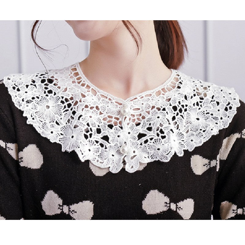 False Collars Women Shawl Fake Dress Shirt Collar Cappa Cotton Lace Wraps Sun-proof Retro Elegant Neckwear Openwork Embroidered