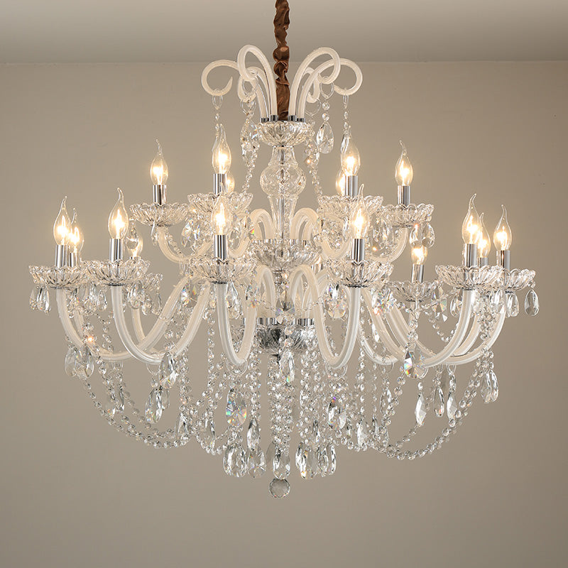 White Crystal Candle Chandeliers Ceiling Living Room Crystal Chandelier Lighting Restaurant led Hanging Light Clothing Store Decoration Pendant Lamp