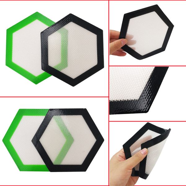 Silicone Concentrate Dab Mat 5 Inch Hexagon Heat Resistant Microwave Safe Platinum Cured Food Grade Reusable Non Stick Wax Slick Resin Oil P