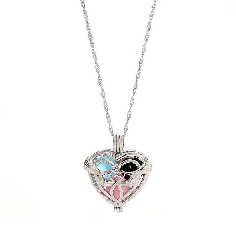 wholesale Euro-American style love cage Necklace S925 pure silver fashion magic box empty support Pendant Jewelry