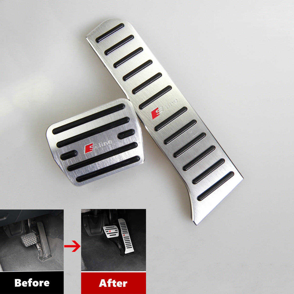 No Drill Aluminum Car Gas Pedal Accelerator Pedal Brake Pedal Cover For Audi A3(2009-2013) Q3(2012-2018) TT(2009-2018)