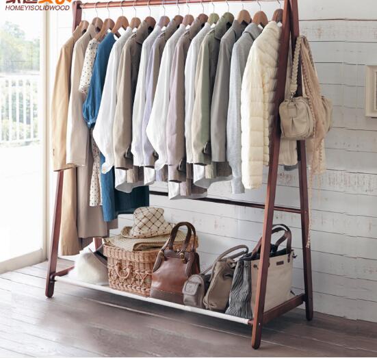 Solid wood floor hanger Bedroom Furniture 16 style to choose Simple Cloth Hat Hangers Wooden rack
