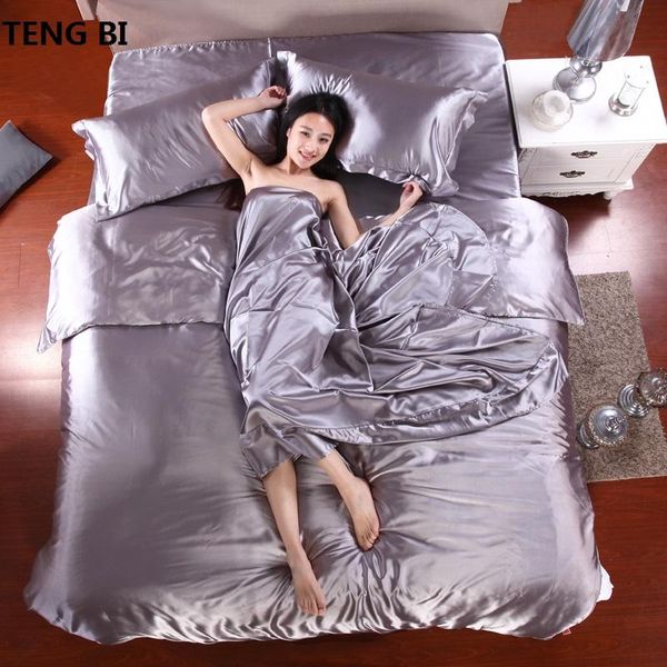 HOT! 100% pure satin silk bedding set,Home Textile Full-Queen-King size bed sheet,bedclothes,duvet cover flat sheet pillowcases