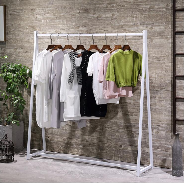 Show rack of iron art clothes shelf in loft Commercial Furniture American shoe shop Simple women&#039;s cloth store landing clothing racks