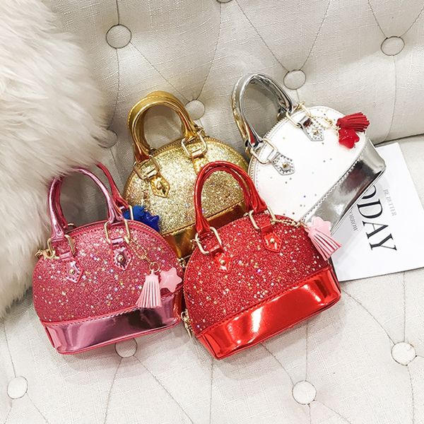 Toddler Purse Glitter Kids Girls Crossbody Handbag Children Shell Shoulder Bag with Chain Mini Handbags Wallet 8 Colors 10pcs DW4192