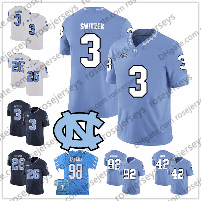 UNC North Carolina Tar Heels #3 Ryan Switzer 26 Giovani Bernard 98 Lawrence Taylor Sam Howell Retired Football Jersey 4XL