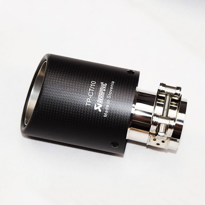 1PCS Akrapovic Curly Matte Car Universal Carbon Fiber Exhaust Tip Muffler Pipe For BMW BENZ AUDI VW