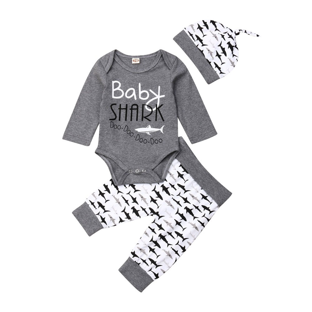 Cute Newborn Infant Baby Boy Top Romper Bodysuit Pants Trousers Hat Outfit Set