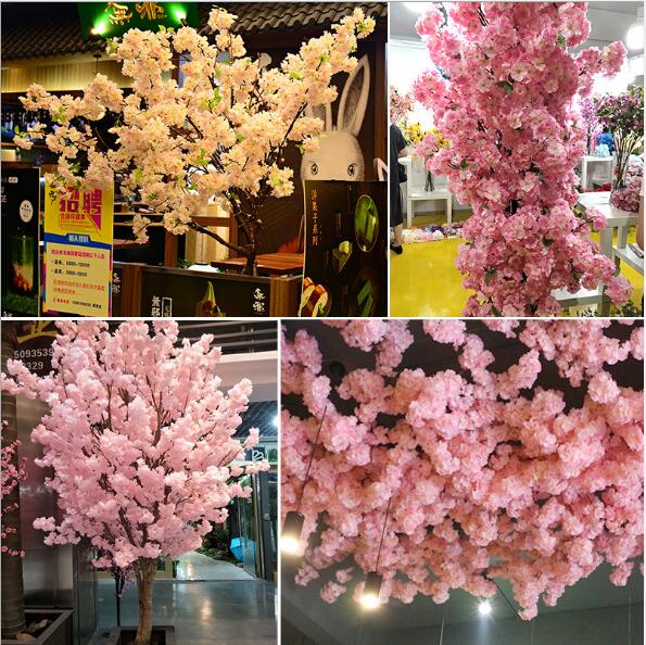 Simulated Cherry Blossom Artificial Plants Decorative Flowers Home Decoration Silk Cherrys Blossoms Bouquet Wedding Festival