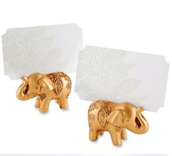 Hot sell 200pcs Golden Elephant Place Card Holder Holders Name Number Table Place Wedding Favor Gift Unique Party Favors
