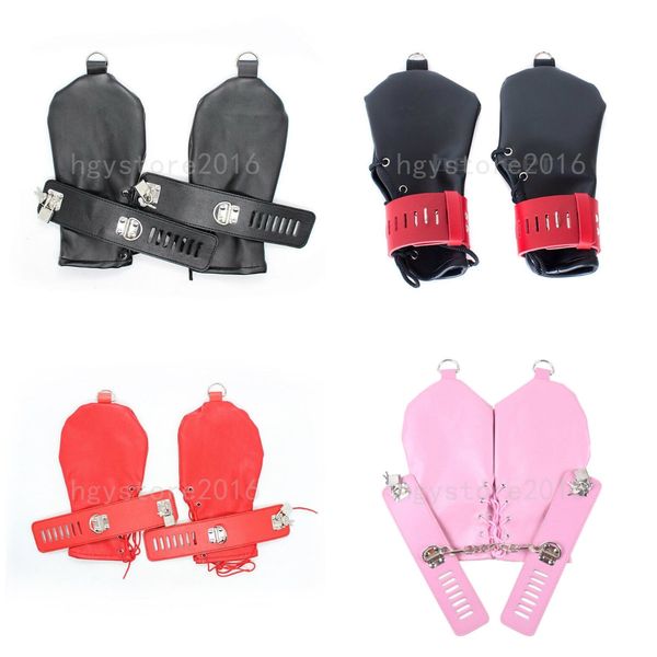Bondage Dog Palm Gloves Restraint Lockable Mittens Handcuff Wrist Cuffs Cosplay Roleplay #R97