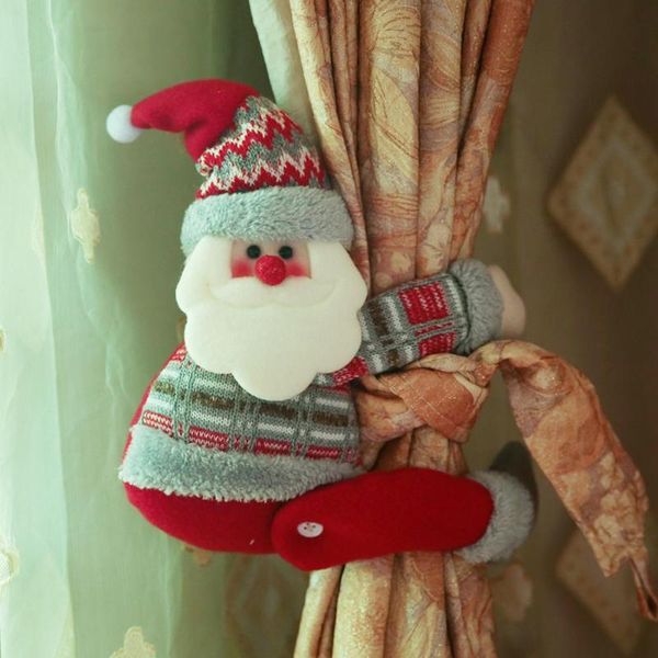 Santa Claus Elk Christmas Curtain Decor Fridge Handle Covers Microwave Oven Dishwasher Door Handle Cover Xmas Decorations For Home Gift