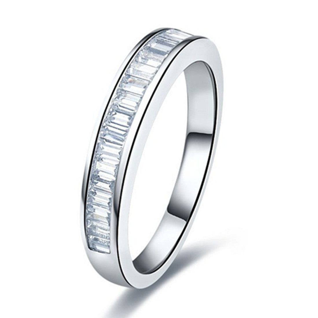 4mm Width Sterling Silver Jewelry Ladder Side Ring Women NSCD Diamond Wedding Band Ring Semi Mount 18K White Gold Plated Jewelry with Box