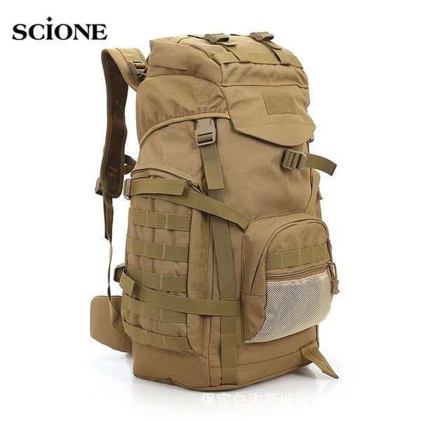Molle 60L Camping Rucksack Tactical Bag Military Backpack Large Waterproof Backpacks Camouflage Hiking Outdoor Army Bags XA281WA T190922