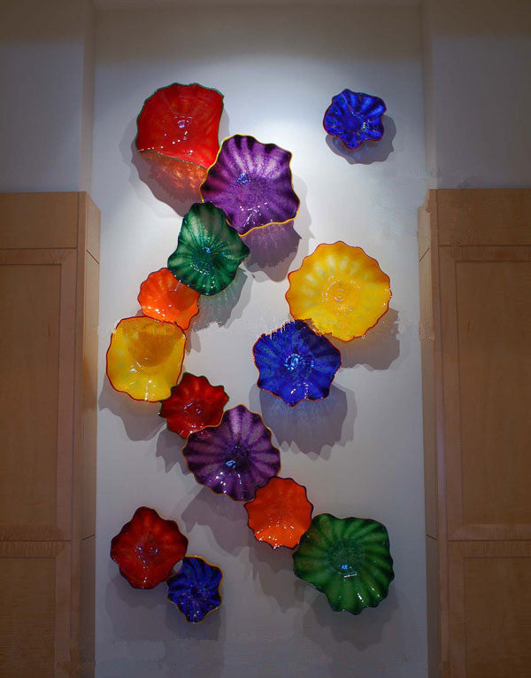 Modern Glass Flower Wall Art Murano Glass Plates for Home Hotel Restaurant Contemporary Hand Blown Murano Glass Wall Sconce