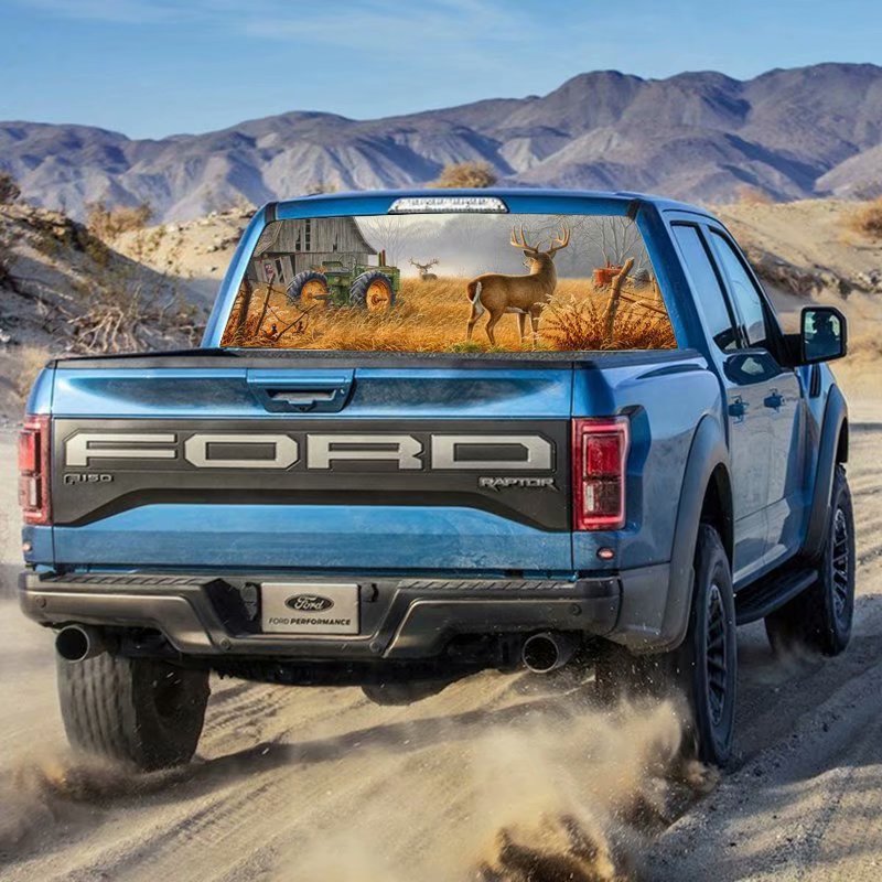 Grass Deer Tractor Color Rear Window Car Sticker Truck SUV Universal Rear Windshield Decals