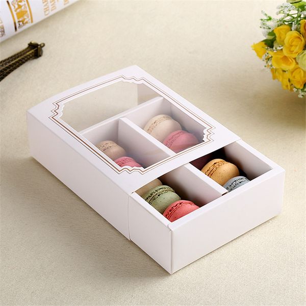 10 Cups Paper Macarons baking Box Drawer Packaging cake biscuit boxes snack Macaron cupcake Bakeware gift box 100PCS-LOT