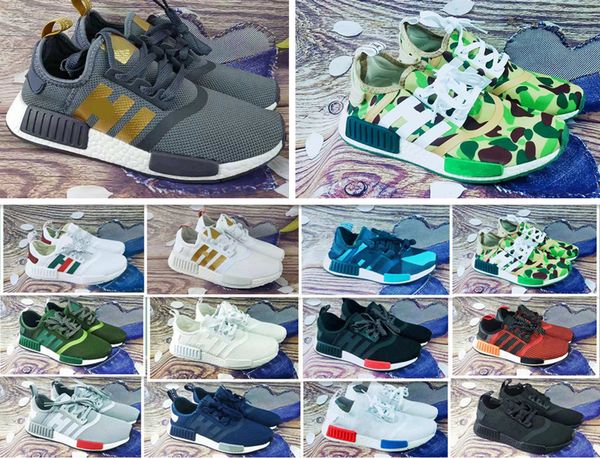 Classic Runner R1 japan Triple Black white Men Women Running Shoes Sneaker nmd Runner Primeknit mens trainer sports Shoes 36-45