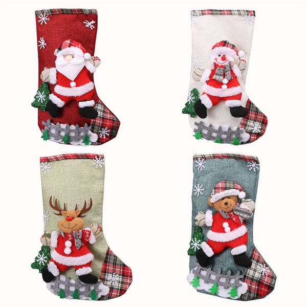 Big Christmas Stockings Santa Snowman Reindeer Stocking Candy Bag Gift Holders Xmas Decorations Party Accessory JK1910