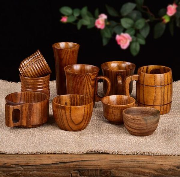 8 styles creative Japanese solid wood cup jujube wooden teacup tummy cup bar beer coffee cup