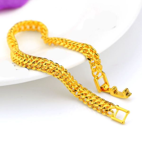 Vogue Mesh Wrist Chain Thin 18k Yellow Gold Filled Womens Mens Bracelet High-end Jewelry Gift Drop Shipping