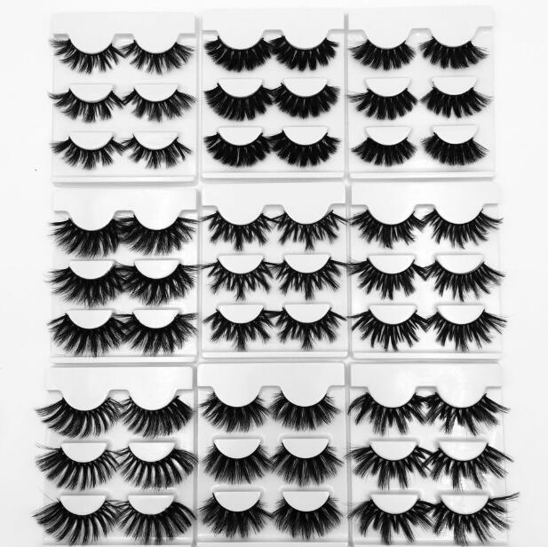 Fashion luxury mink eyelashes 3 pairs set thick long fake lashes soft & vivid eyelash extensions eye makeup accessory DHL Free