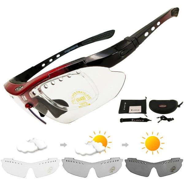 LOCLE Photochromic Cycling Glasses Sports Glasses Bicycle Bike Sunglasses UV400 Oculos Ciclismo Cycling Eyewear Gafas Ciclismo