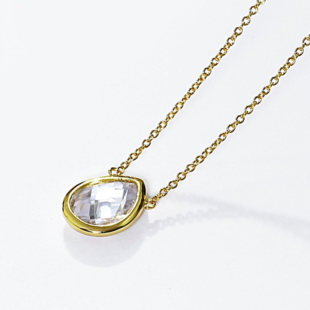Elegant Teardrop Crystal Choker Pendant for OL Lady small Gold color Necklace Jewelry Suspension Pendants for Young girls