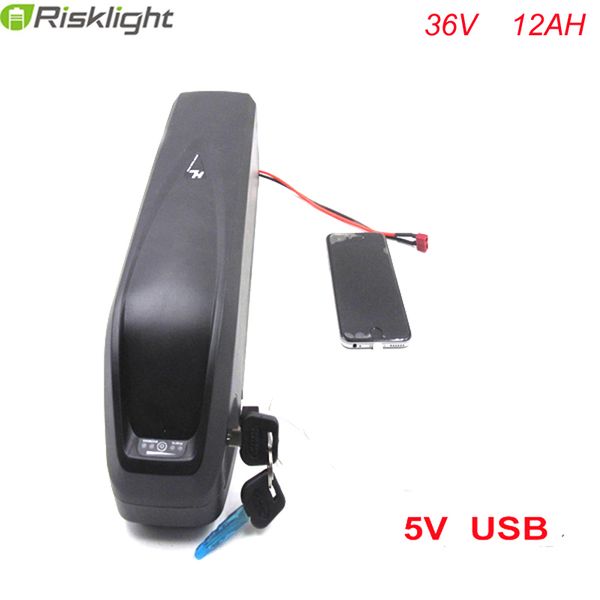 36V 500W down tube battery 36V Electric Bike 36V 12AH Shark Lithium Battery pack with 20A BMS and 42V 2A charger