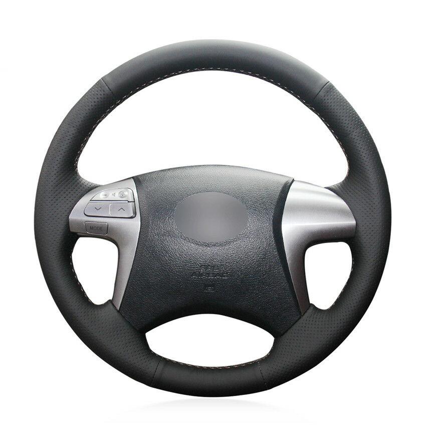 For Toyota Fortuner Car hand-sewn steering wheel cover black artificial leather